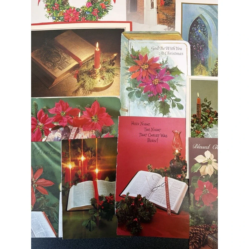 Vintage Christmas Cards Fronts ONLY Traditional Scrapbooking Decoupage Lot 50+